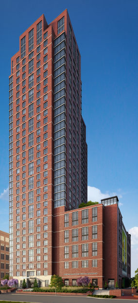 Street view of first street Jersey City apartments for rent