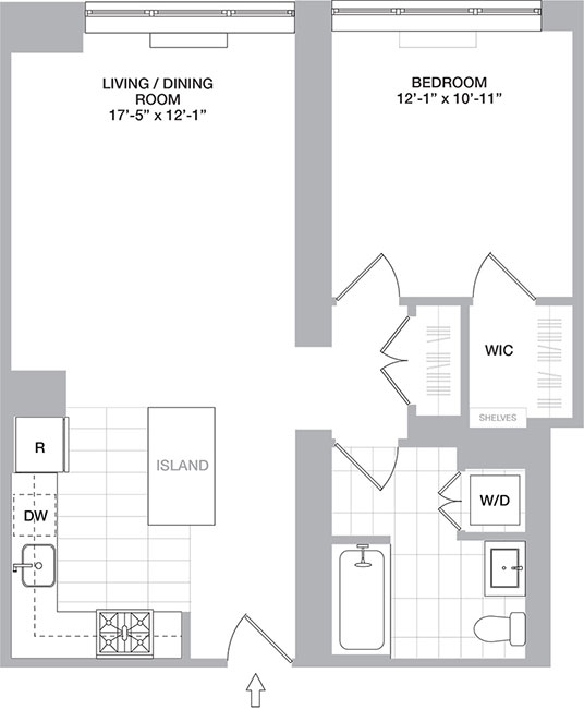 Floor Plan A of Jersey City 1 Bedroom Apartments