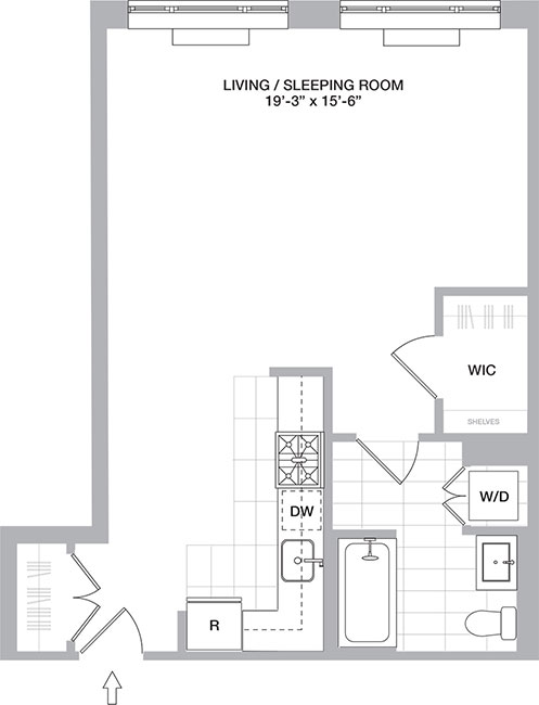Spacious Luxury Studio Apartments at The One in Jersey City Await You Floor Plan of the Luxury Studio Apartments at The One in Jersey City