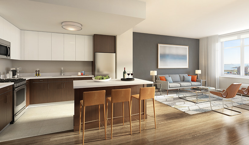 Jersey City 1 bedroom Apartments Feature Kitchens with Island Bar