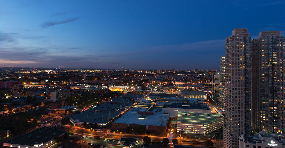 Evening View from the The One Jersey City Luxury Apartments for Rent