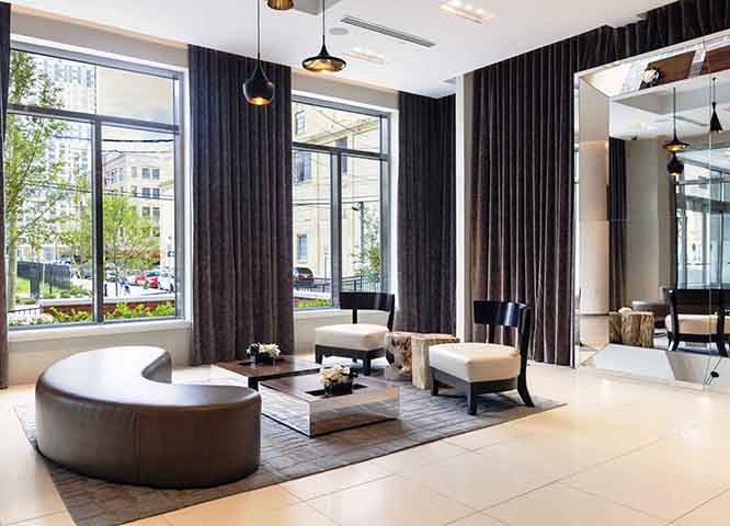 Lobby Seating at The One High Rise Apartments in Jersey City